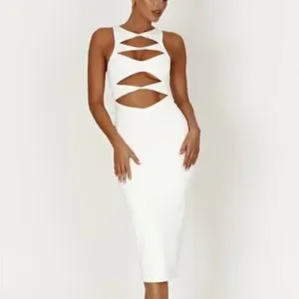 Meshki White XS Chloe Cut Out Maxi Dress - Picture 2 of 8